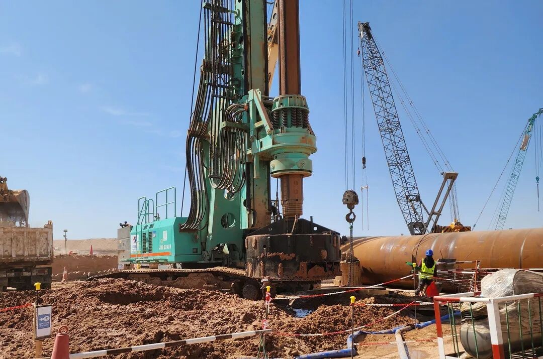 中国水电基础局携手上海金泰，共筑中东基建新里程碑106.16米超深桩